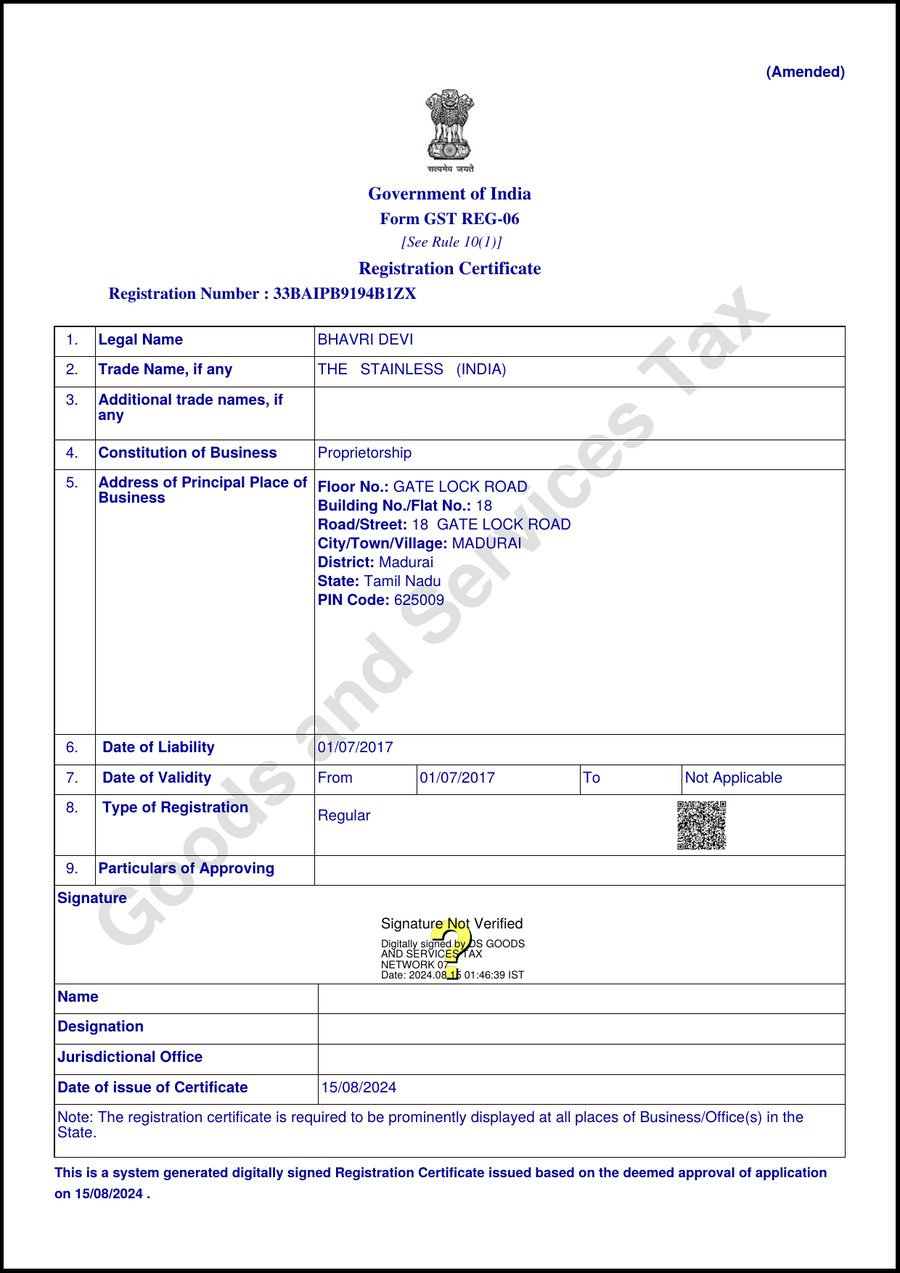 GST Registration Certificate preview