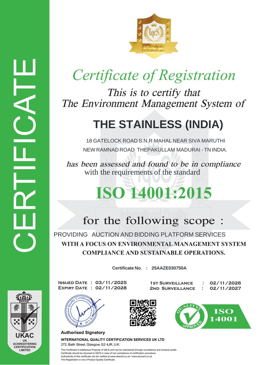 ISO 14001:2015 Certificate preview