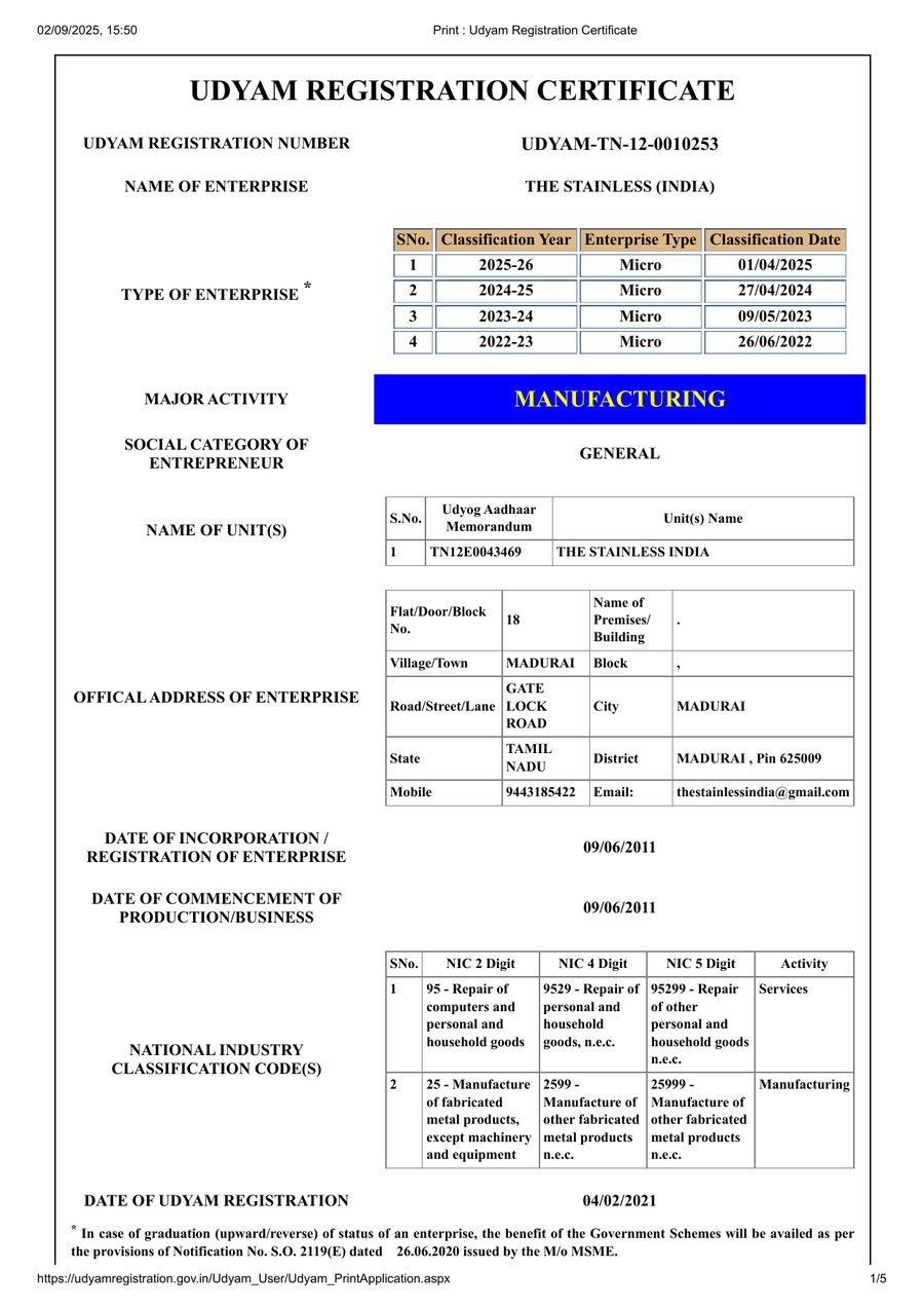 Udyam Registration Certificate preview